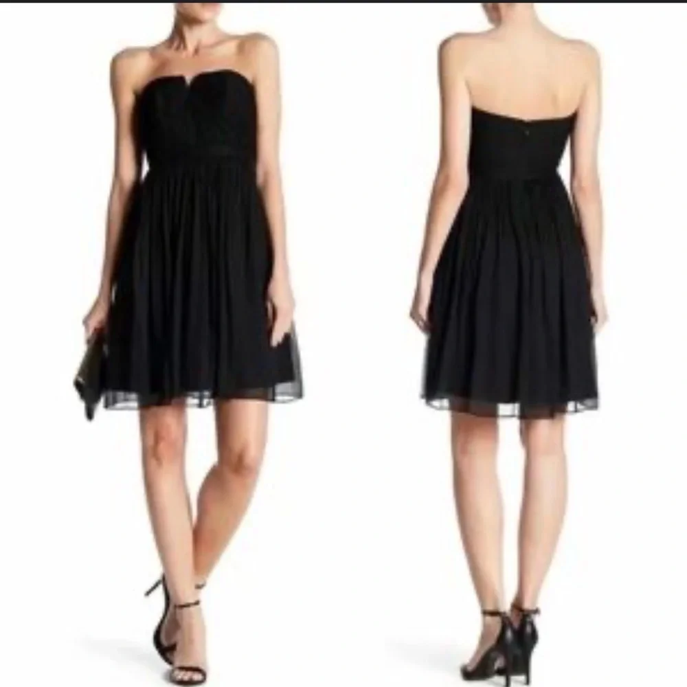 NWT J. Crew Emily Silk Chiffon Strapless Dress Black Cocktail Party Dress 0